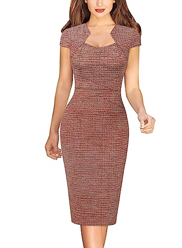 VFSHOW Womens Tweed Yarn-Dyed Work Office Business